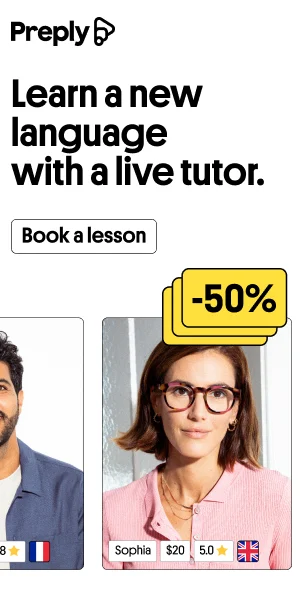 Preply — Learn English with a live tutor. 50% off your first lesson